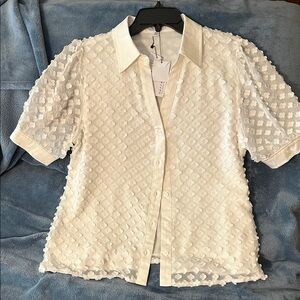 Current Air White Textured Women's Top